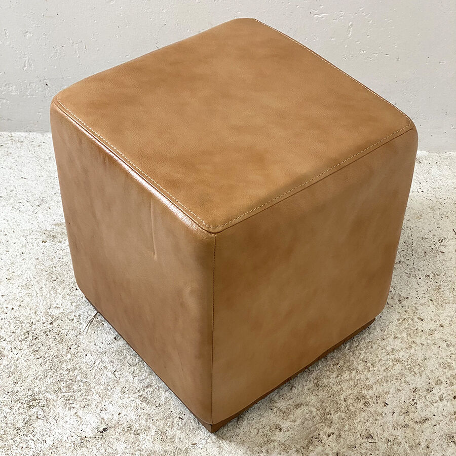 Vintage pouf 70's skaï ochre