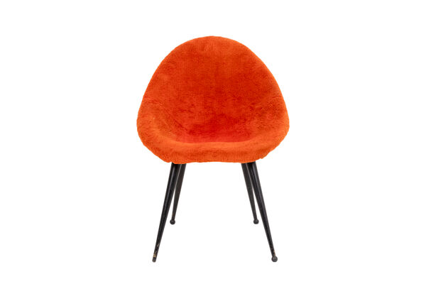 Fauteuil en forme d’œuf en métal laqué noir, années 1950