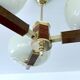 Large Art Deco pendant light in wood and glass, 1930s