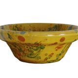 Bol ancien français en faïence de jaspe, couleur ocre jaune