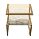 Brass coffee table with double glass shelf, 1970s