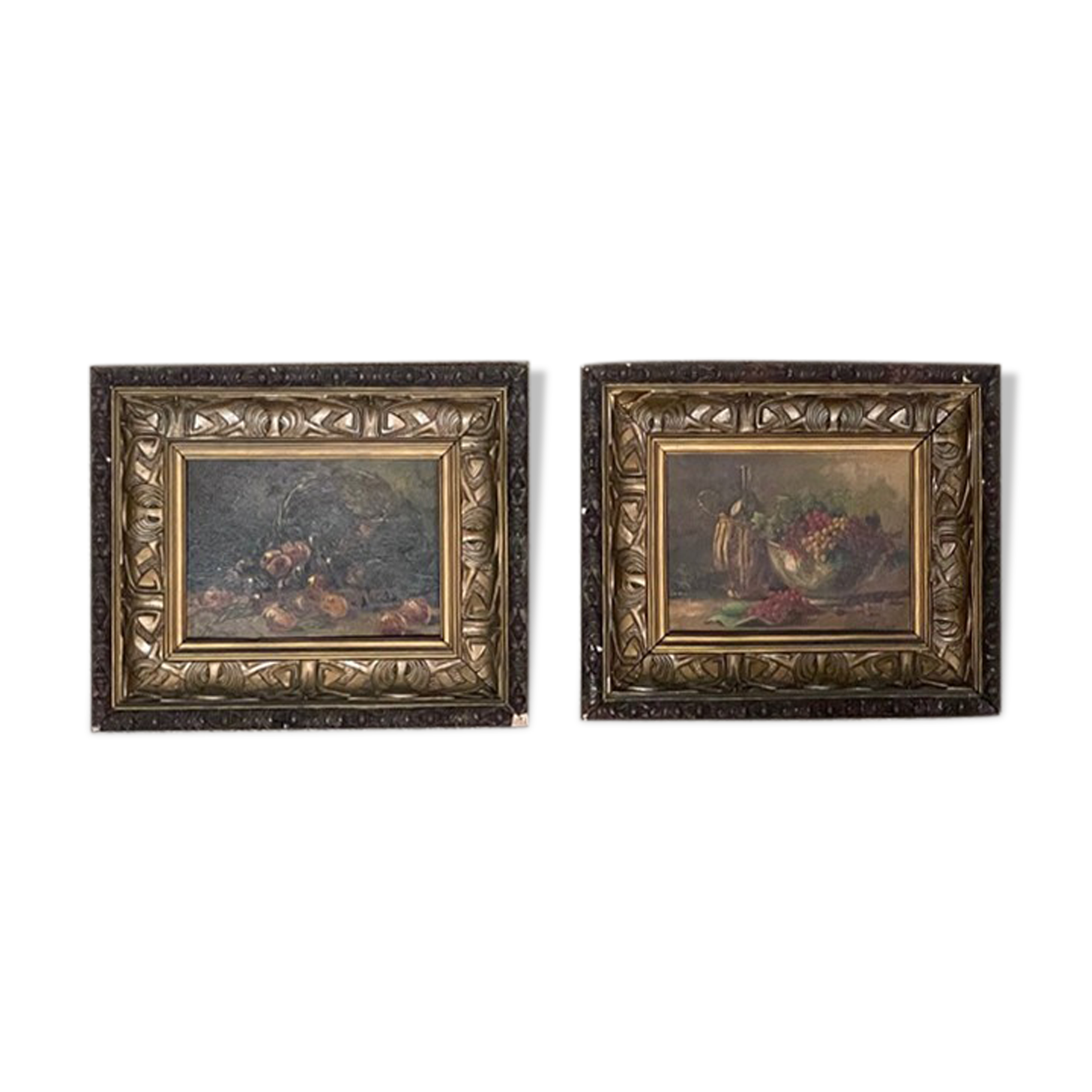 Pair of painting oils on wood still life