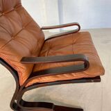 Vintage mid century scandinavian (oddvin rykken) cognac leather chair 1960s
