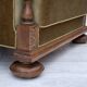 1960s, Danish armchair, green furniture velour, solid carved oak wood.