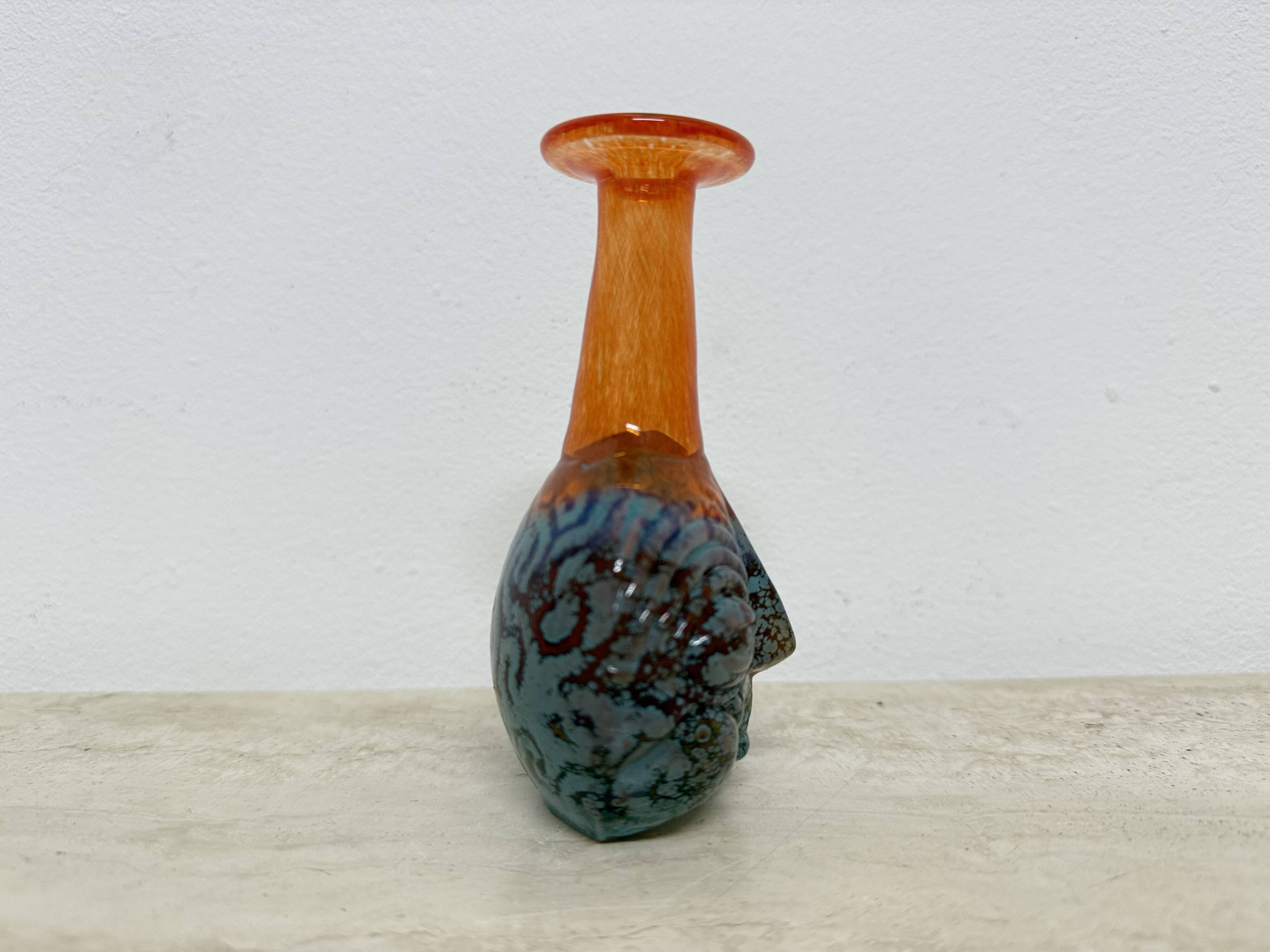 Rare Kjell Engman for Kosta Boda Sweden vase Rio face glass miniature vase