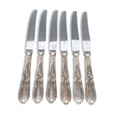 6 SFAM silver metal knives St Louis XVI