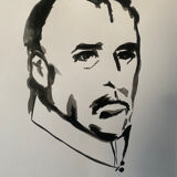 Ink on paper / original drawing portrait of a man