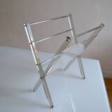 Modernist magazine holder Pop Space age smoked plexiglass vintage 70s