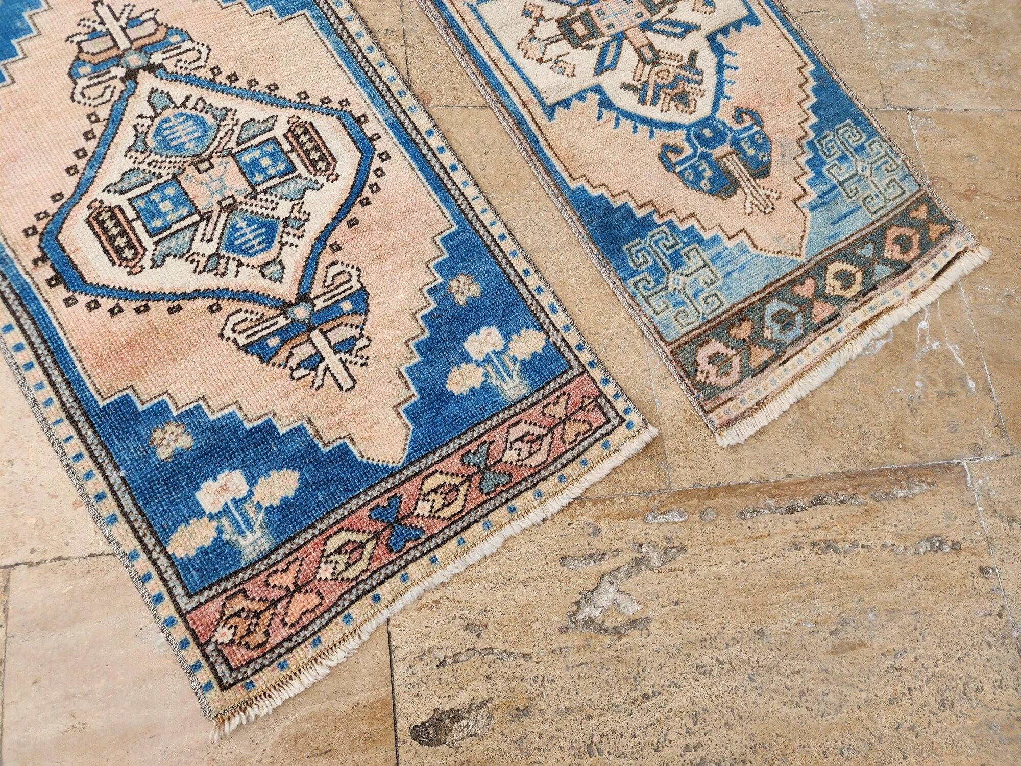 Lot de 2 tapis turcs vintage faits main