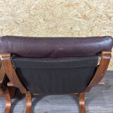 2x 60s 70s Easy Chair Leather Armchairs Westnofa Norway Mid Century