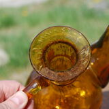Pourer, Biot amber bubbled glass carafe.
