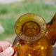 Pourer, Biot amber bubbled glass carafe.