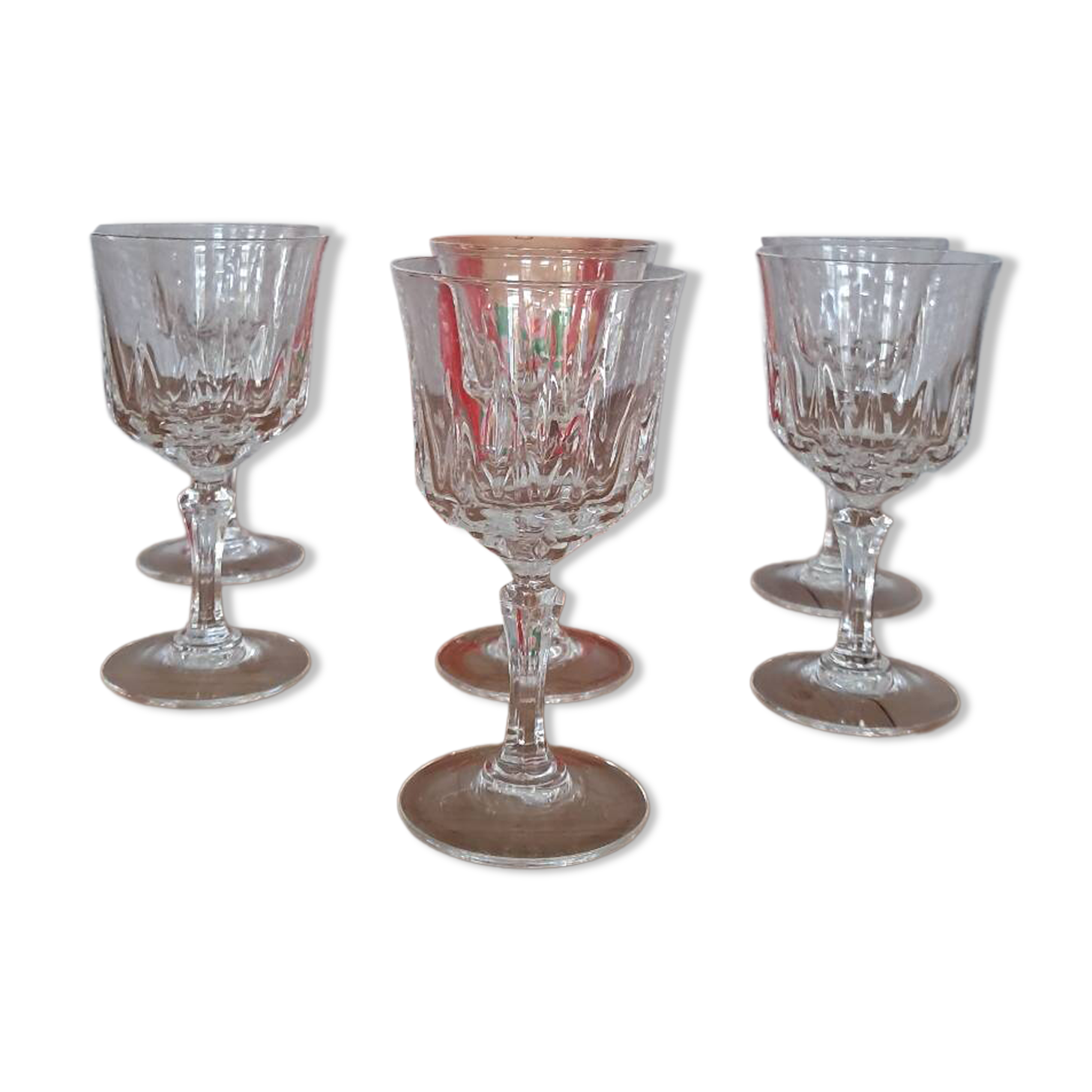 6 crystal white wine glasses from Arques, Germain model.