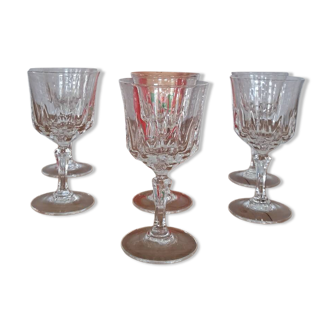 6 crystal white wine glasses from Arques, Germain model.