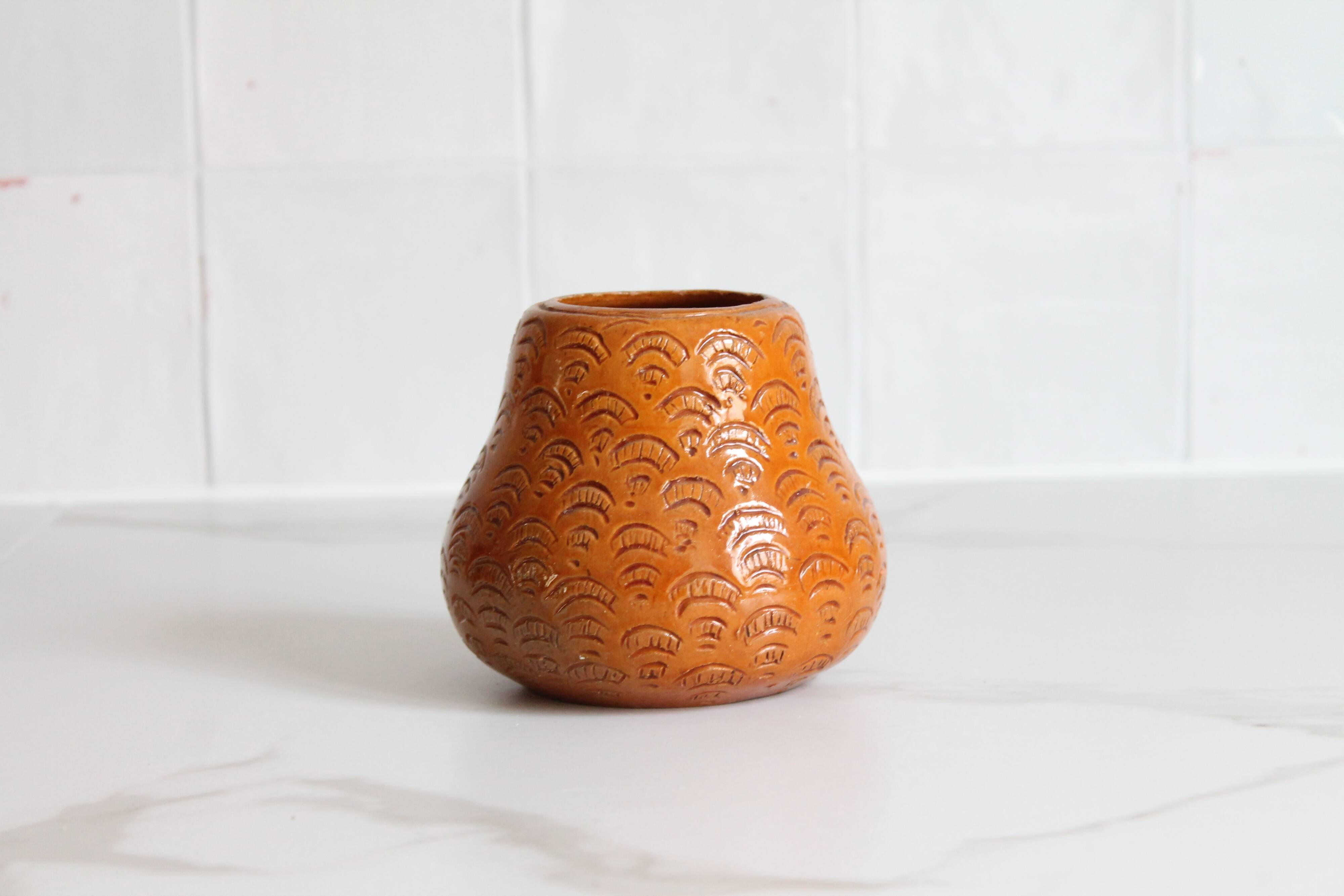 Ancient Albi pottery in glazed terracotta, ceramic vase.