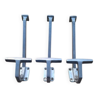 Set of 3 aluminum wall hooks 1960