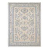 Tapis en laine noué à la main bleu clair, grand modèle floral crème, tapis Zeigler pour intérieur.
