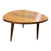 Table basse tripode en chêne naturel des années 50