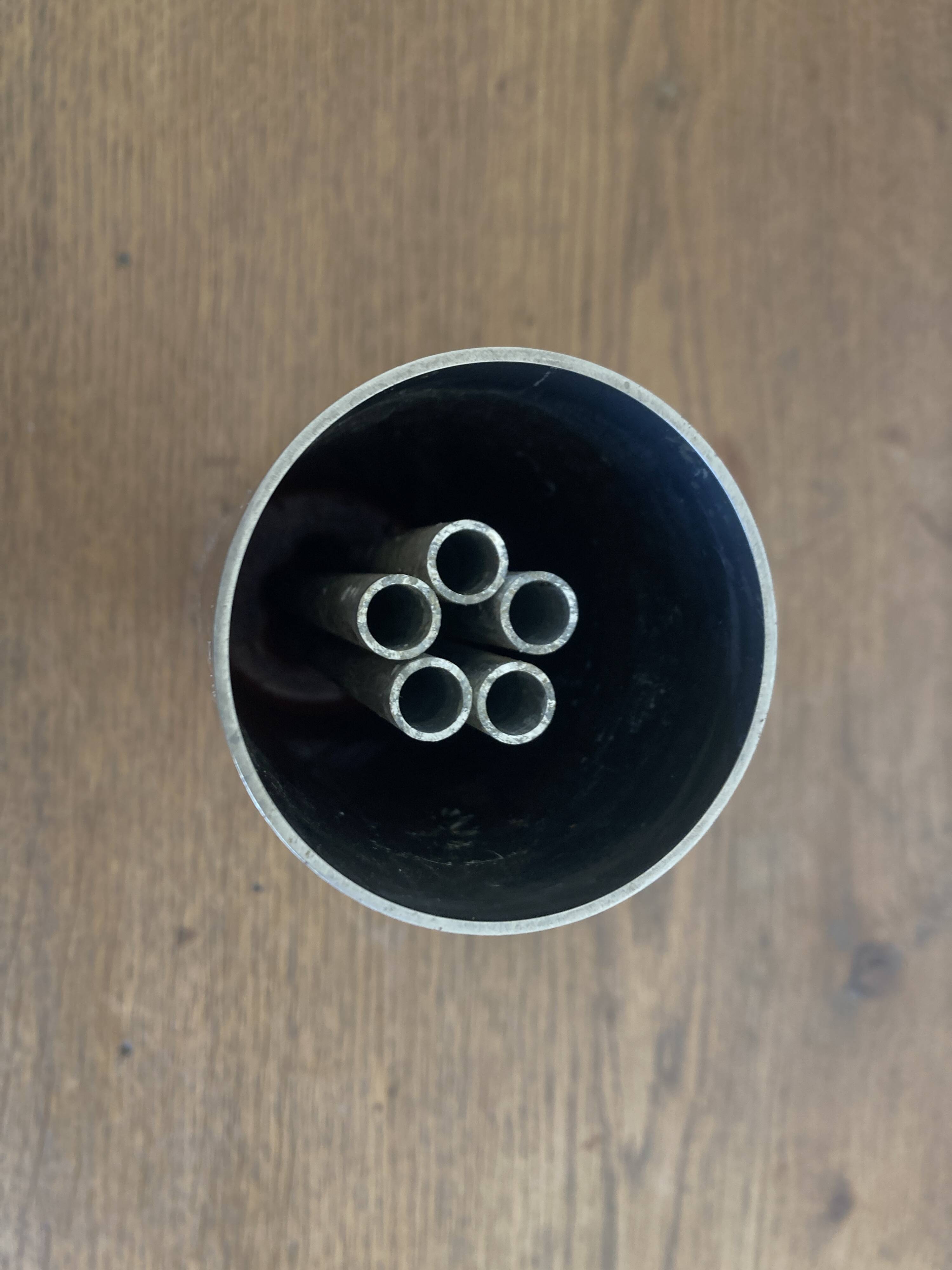 Space Age 1970s brushed steel flower vase