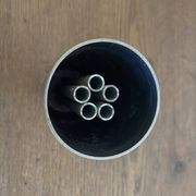 Space Age 1970s brushed steel flower vase