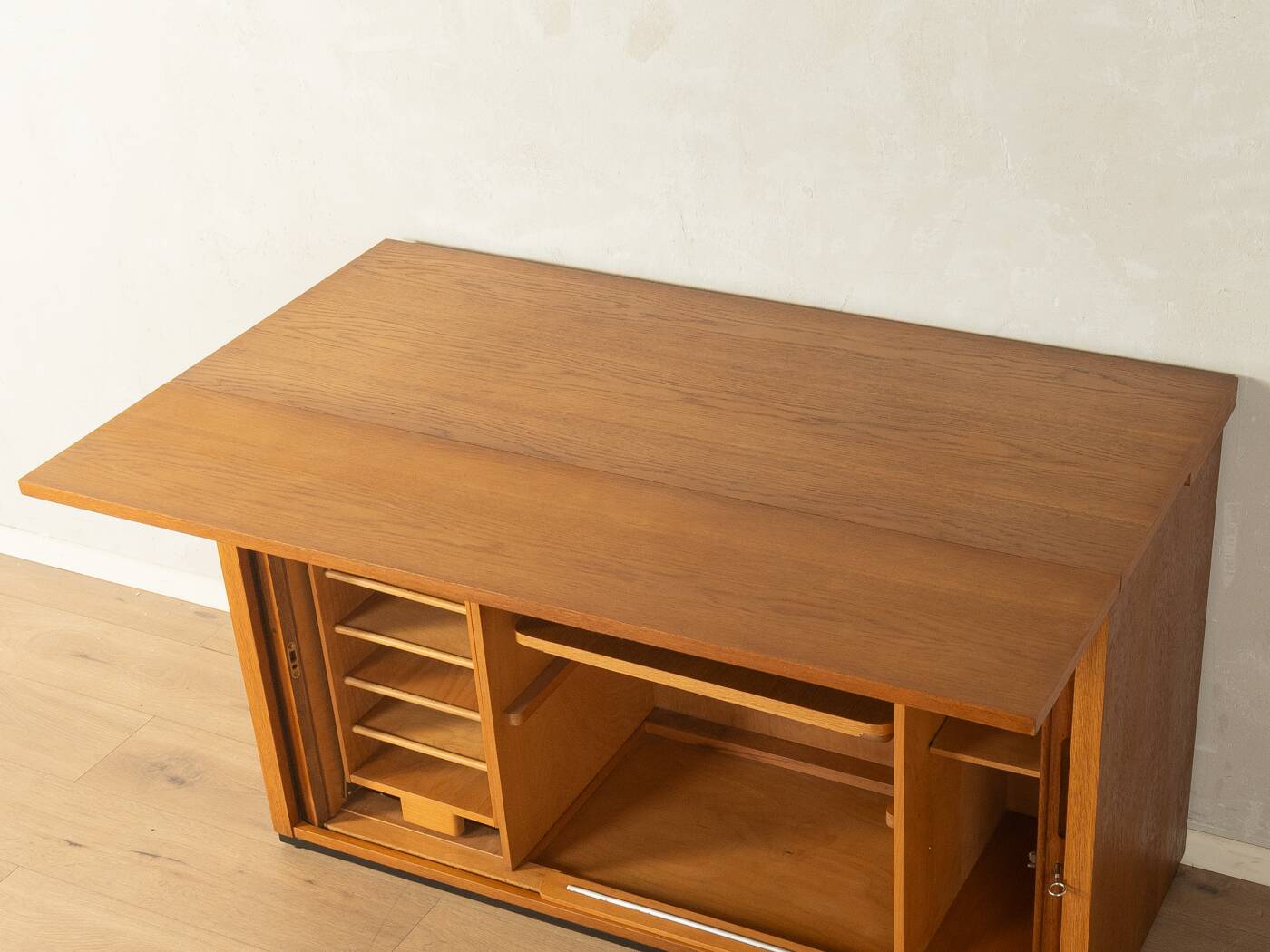 Very rare functional mid-century desk, 1960s, solid wood, Germany