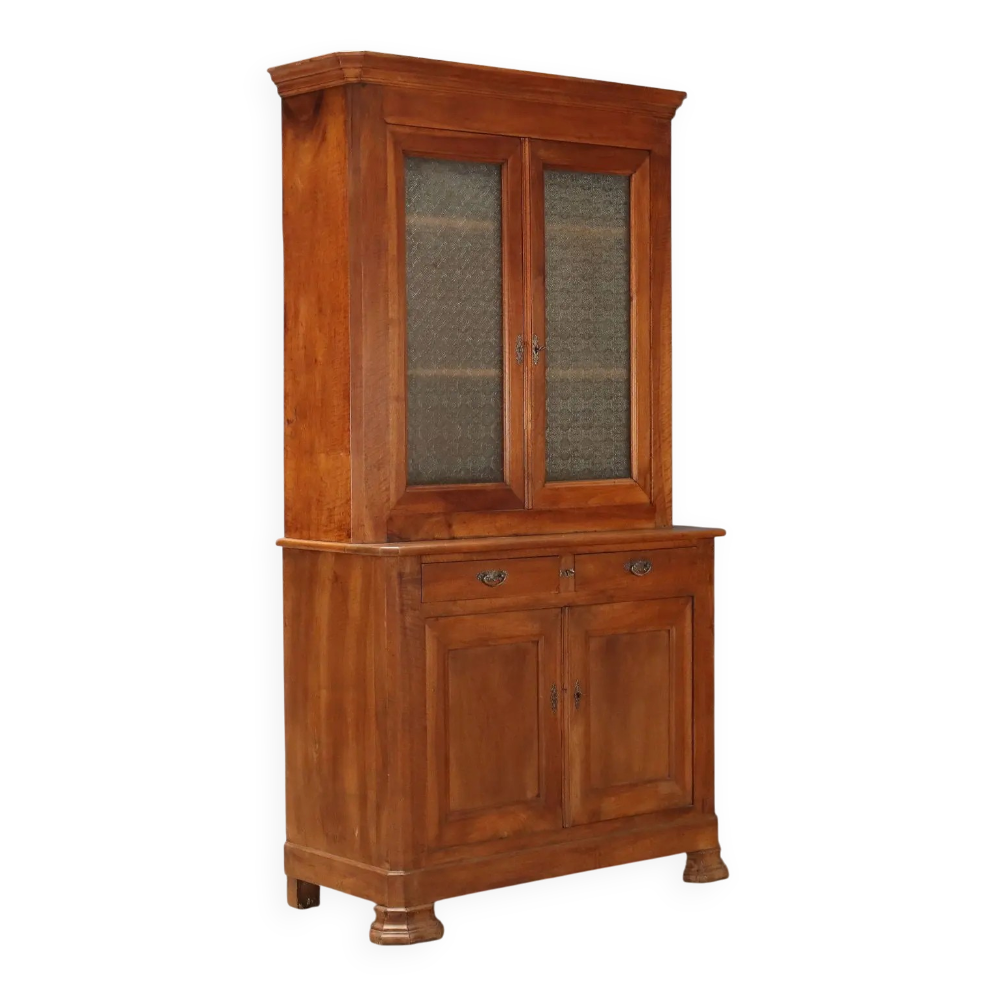 Armoire ancienne en noyer avec portes et tiroirs en verre, France, 18ème s