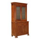 Armoire ancienne en noyer avec portes vitrées et tiroirs, France, XVIIIe siècle