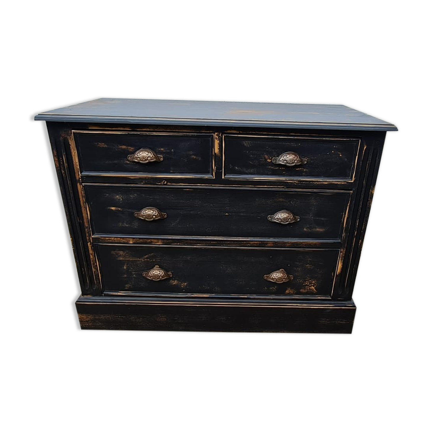 Old chest of drawers four drawers patina black