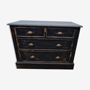 Commode quatre tiroirs patine noire