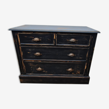 Old chest of drawers four drawers patina black