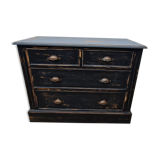 Old chest of drawers four drawers patina black