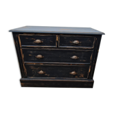 Old chest of drawers four drawers patina black