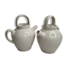 Pair of pitchers in white enamelled stoneware, Digoin, 21 cm