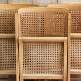 Set of 5 wooden folding chairs caned