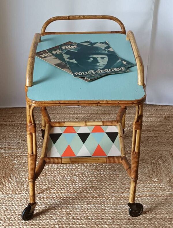 Desserte vintage bambou rotin