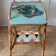 Vintage bamboo and rattan serving cart