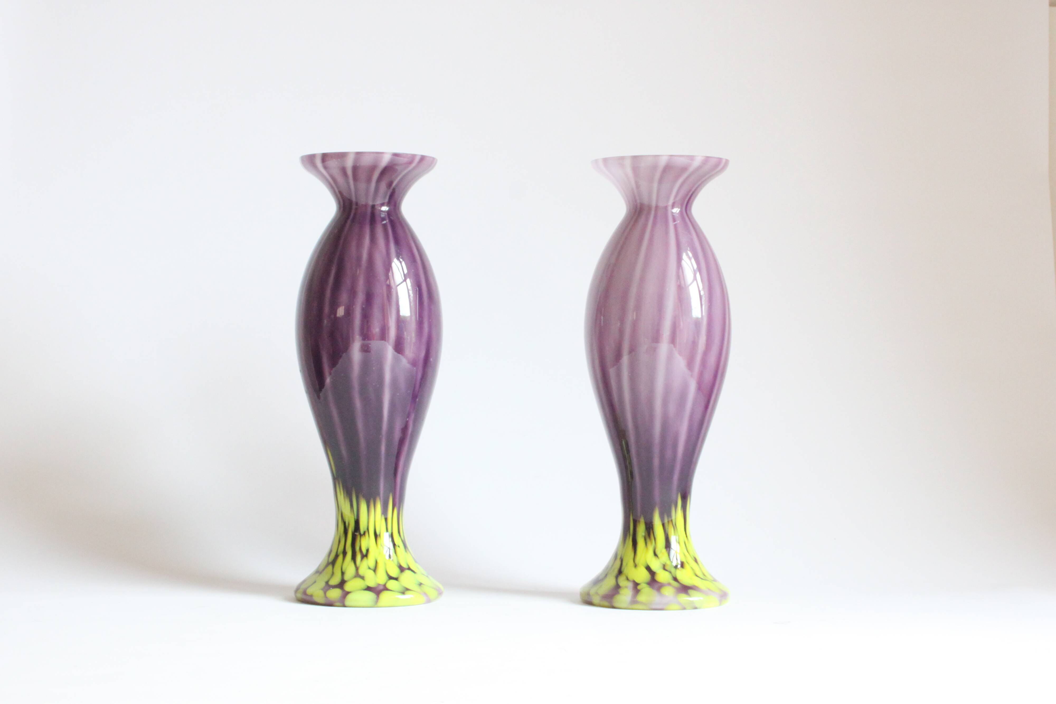 Art Nouveau glass vases by Franz Welz, Czech republic 1930s.
