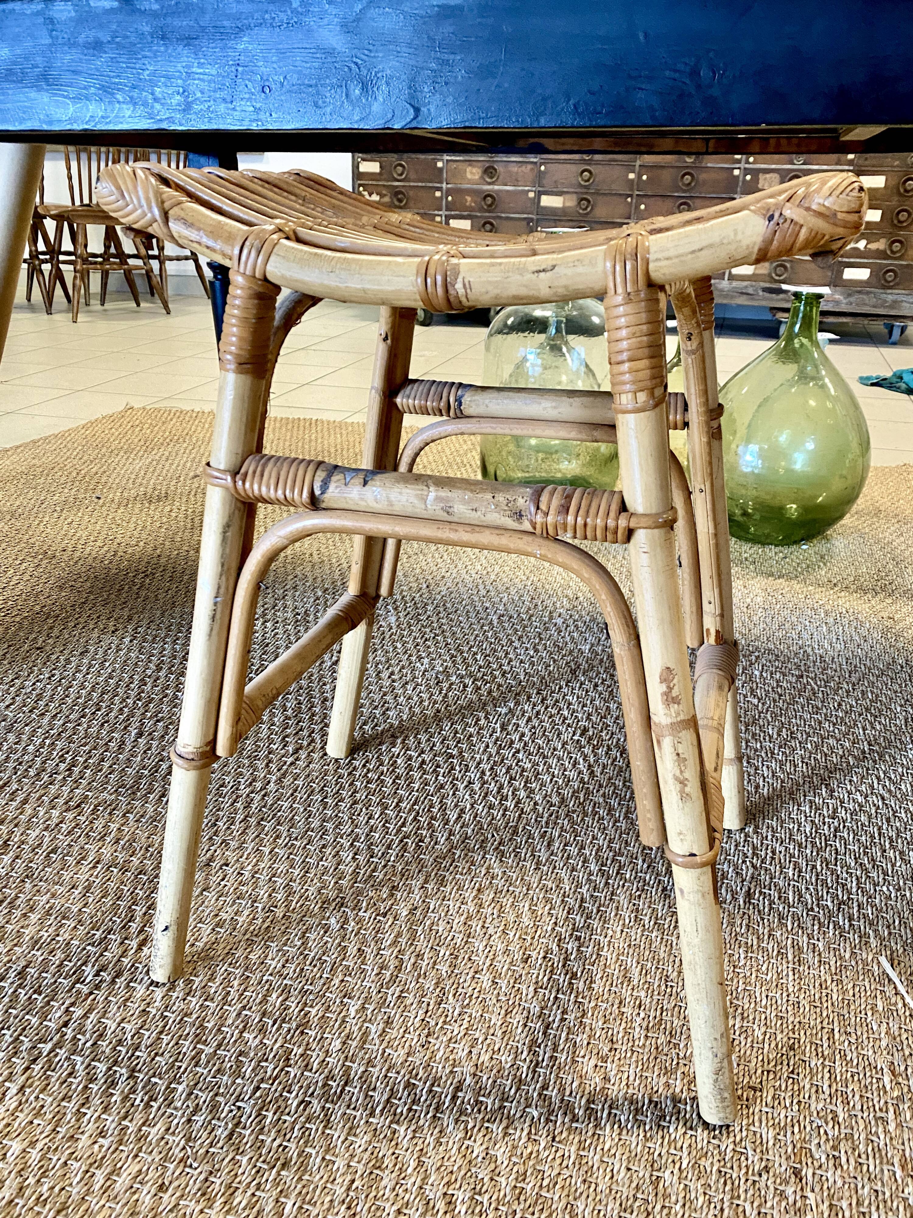 Vintage rattan stool