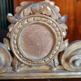 Ancient altar candlestick with gilded wooden cartagloria, 18th century.