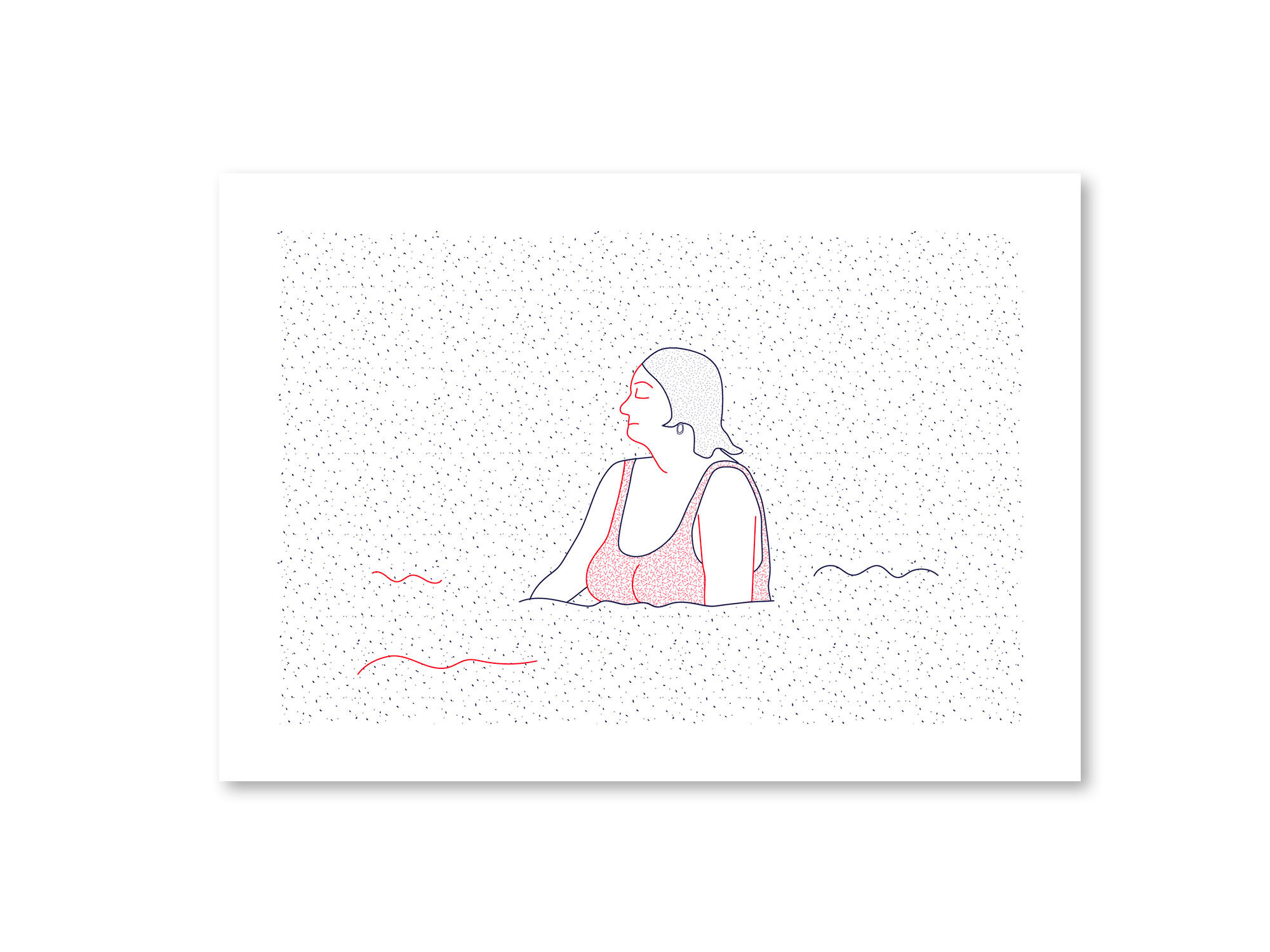 Illustration A4 naiade no. 5/8 brittany bather sea