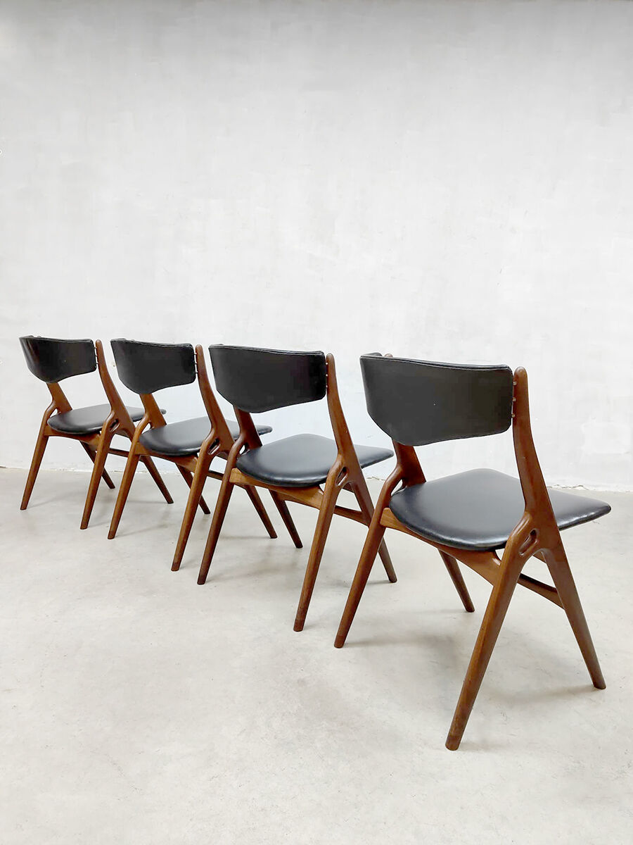 Vintage dutch design dining chairs Aska Louis van Teeffelen Webe