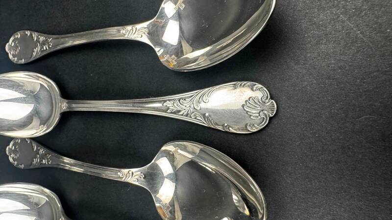 Set of 6 Christofle Marly model spoons – silver-plated – 13.5 cm