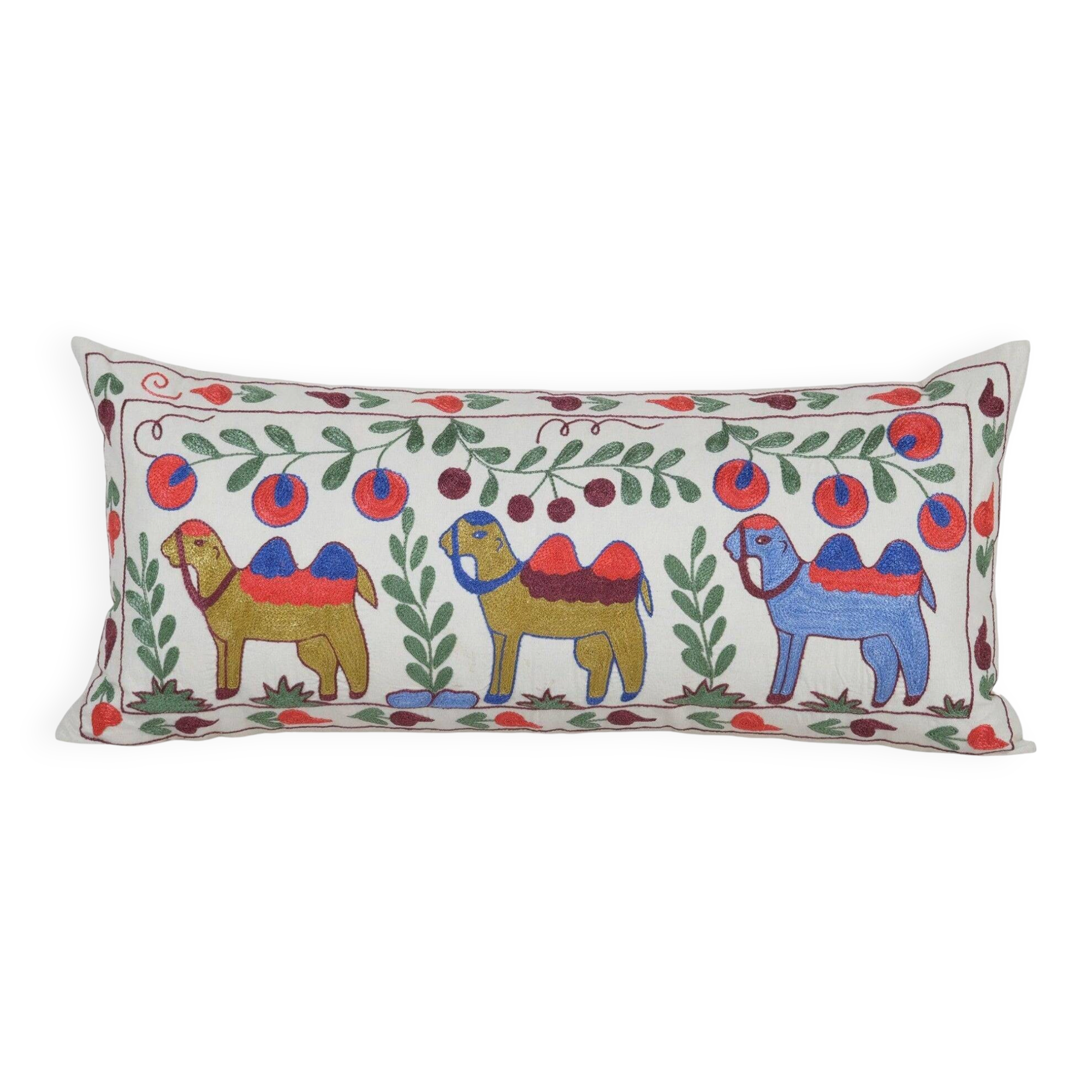 Vintage embroidered cushion cover 46x94 cm