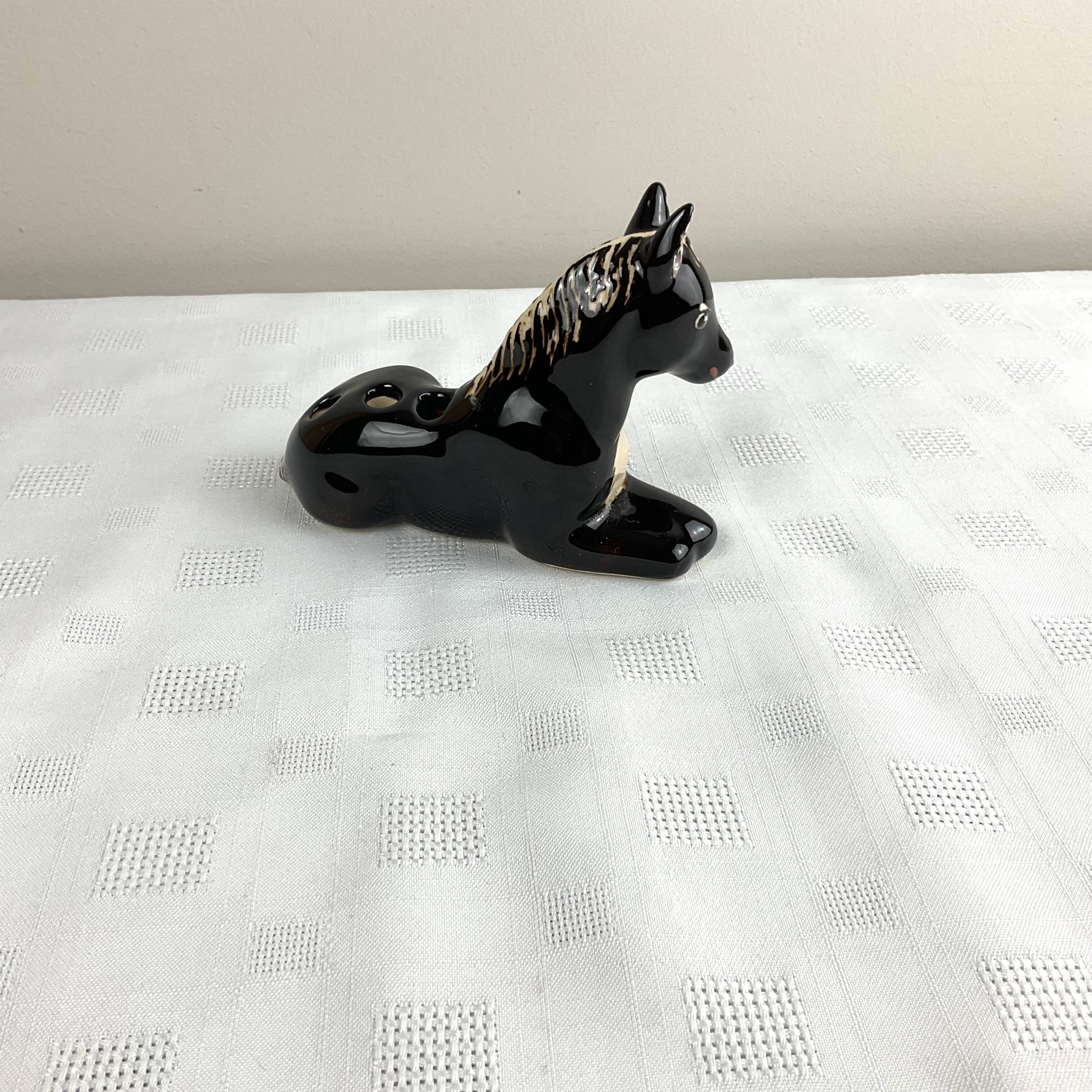 Old ceramic pencil holder horse figurine