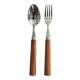 Paire de couverts en inox et olivier