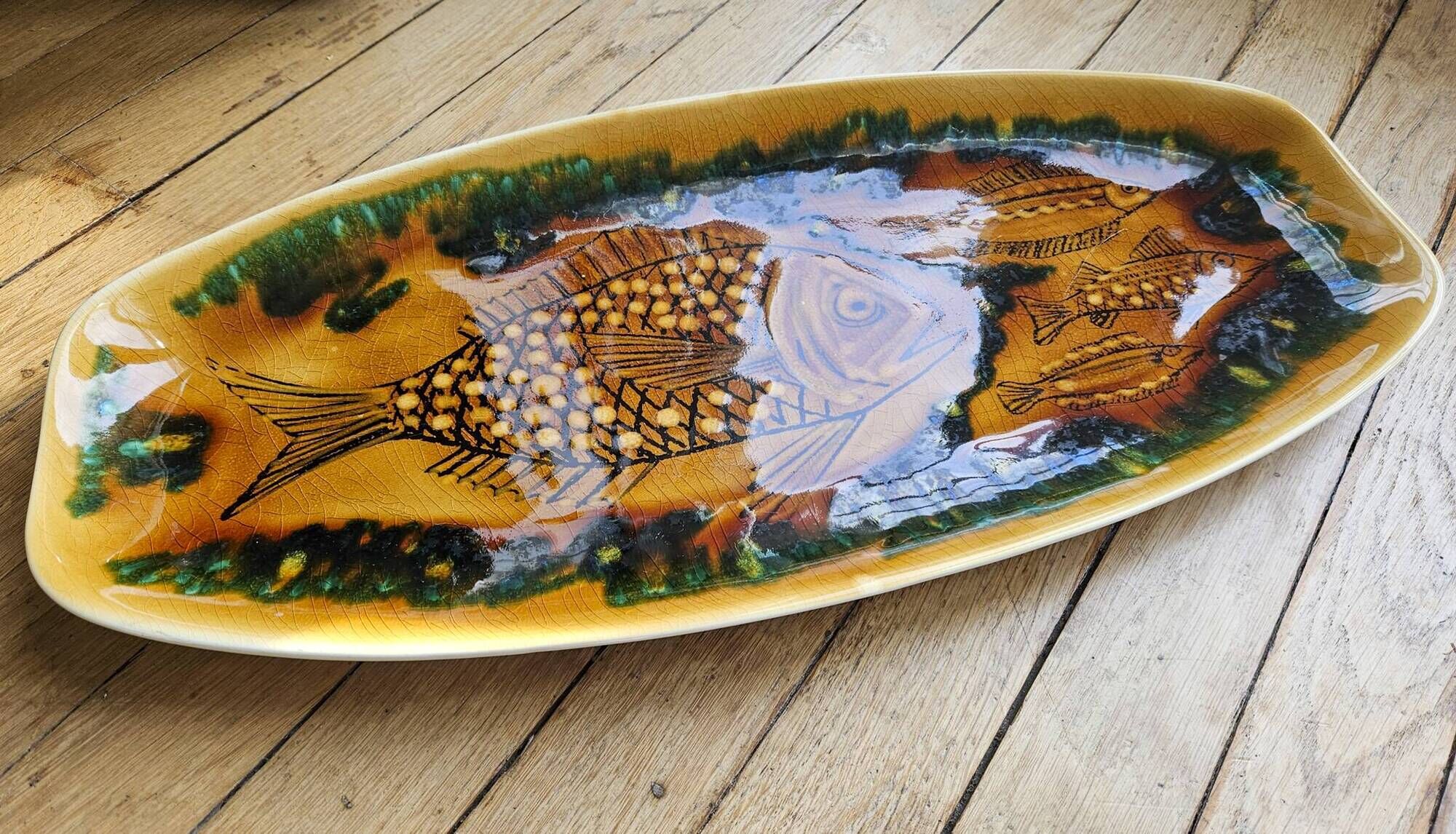 Fish platter, Longchamp earthenware. Designs attributed to Robert Picault