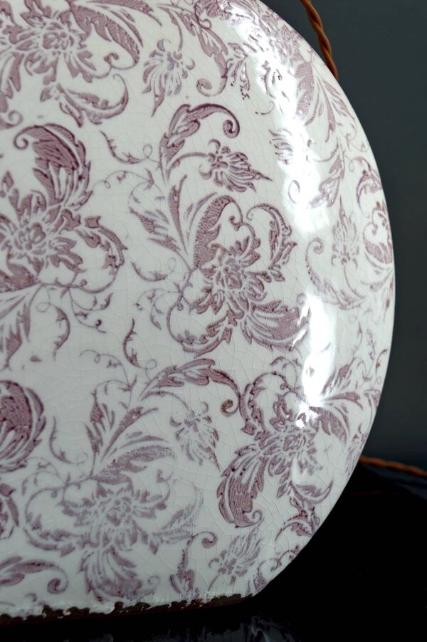 Lampe en céramique, Email craquelé, Shabby Chic, XXe