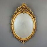 Miroir ovale en bois doré Napoléon III