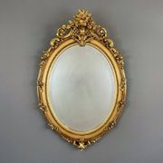Napoleon III Gilded Wood Oval Mirror