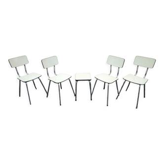 4 chairs and 1 stool in formica and chrome 50s / 60s Plastilux brand